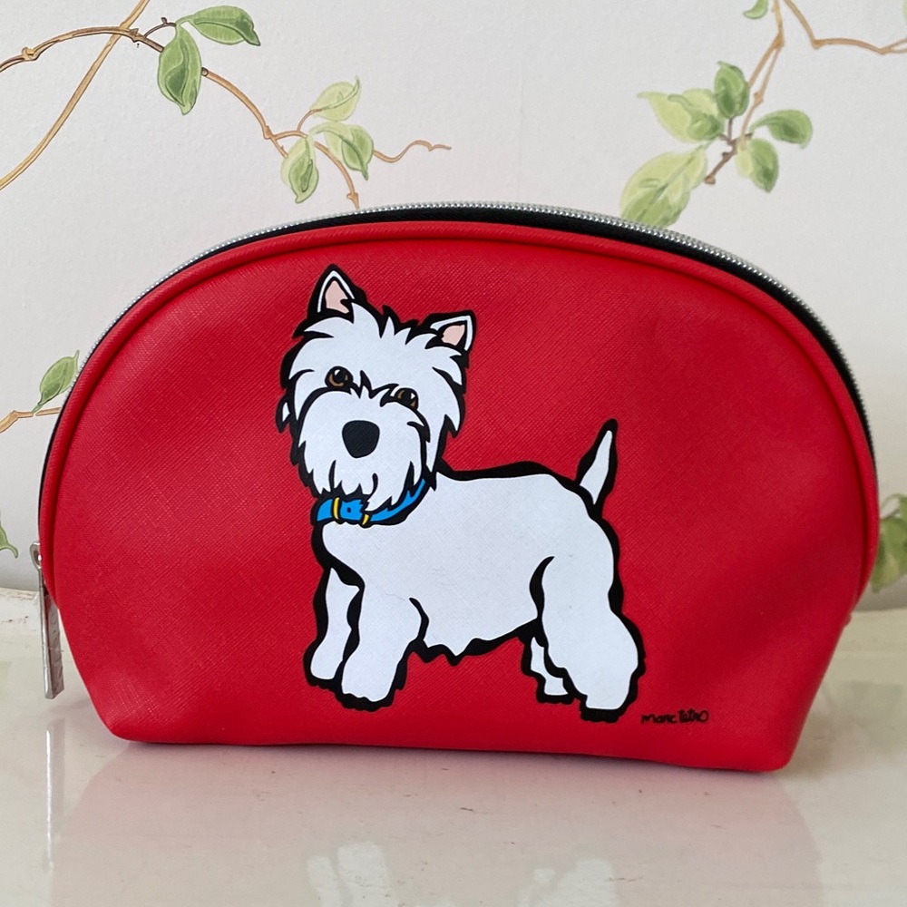 Mark Tetro Westie Red Cosmetic Makeup Bag - Travel Pouch - NEW